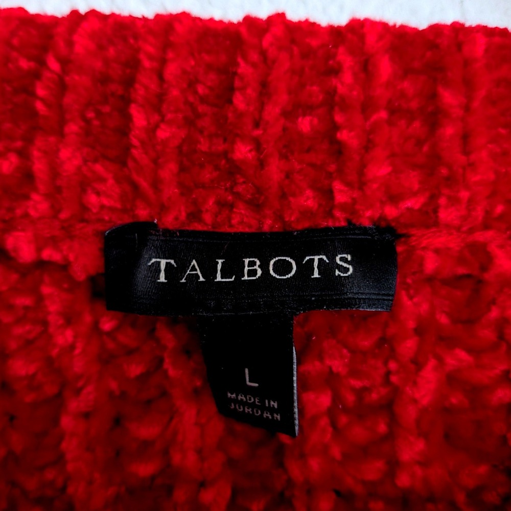 Talbots Red Chenille Ribbed Knit Crewneck Sweater Womens Large L Long Sleeve - Picture 3 of 5